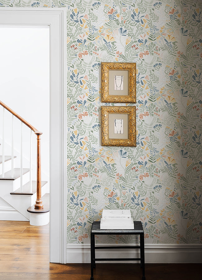 4143-22005 Brittsommar Seafoam Woodland Floral Wallpaper