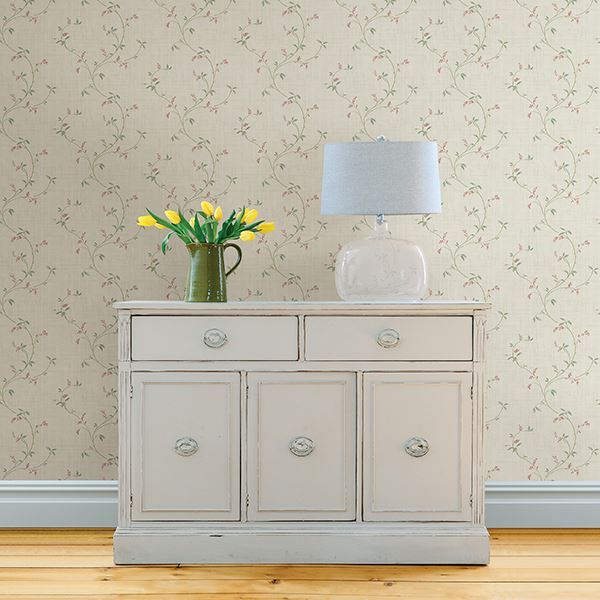 3112-002755 Madeley Coral Floral Trail Wallpaper