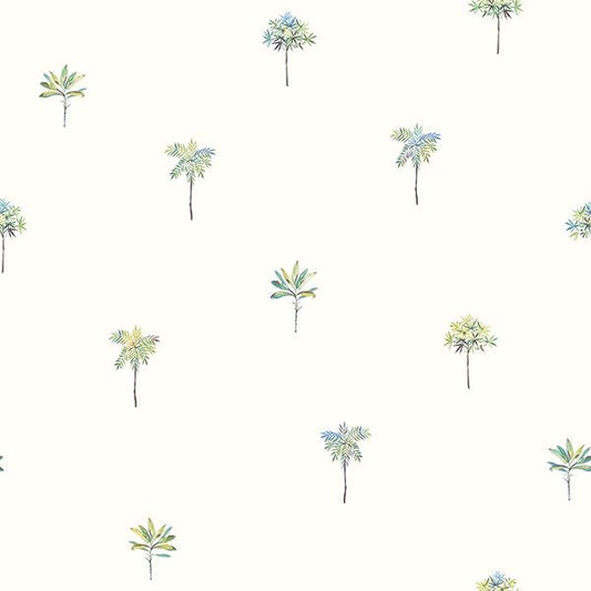 3113-12062 Palmetto Teal Leaves Wallpaper