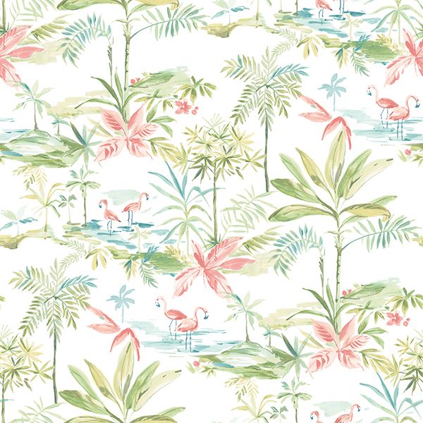 3113-12071 Lagoon Green Watercolor Wallpaper