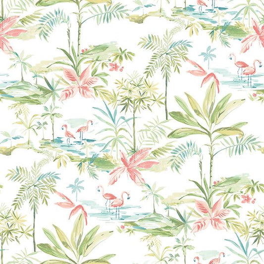 3113-12071 Lagoon Green Watercolor Wallpaper
