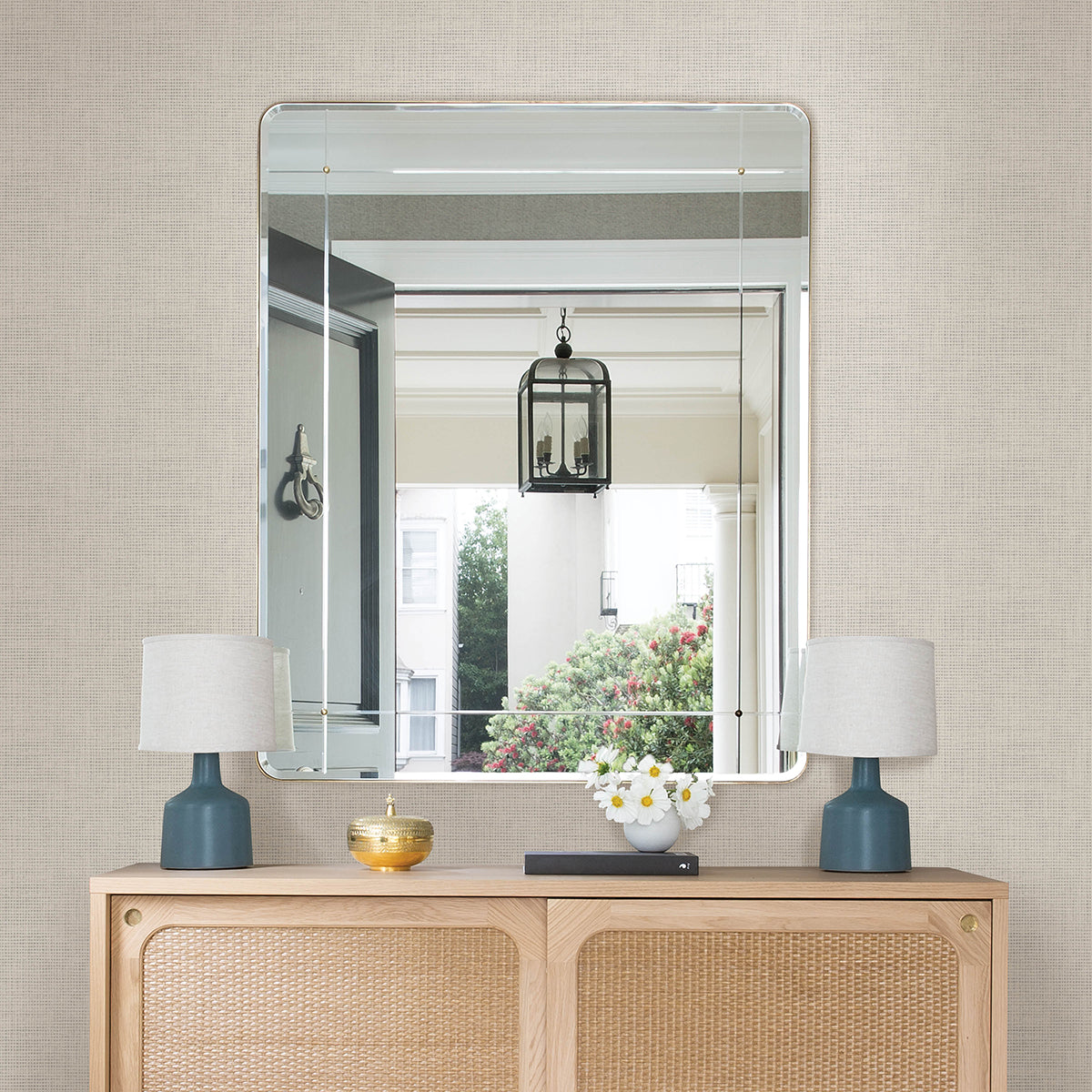 3122-10010 Nimmie Light Grey Woven Grasscloth Wallpaper
