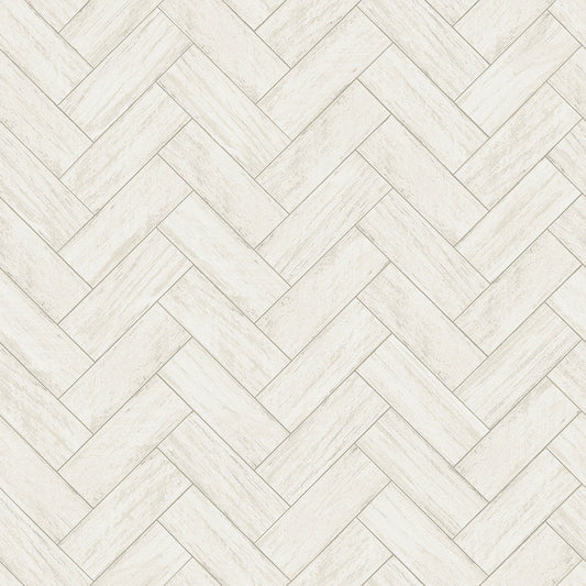 3122-10100 Kaliko White Wood Herringbone Wallpaper