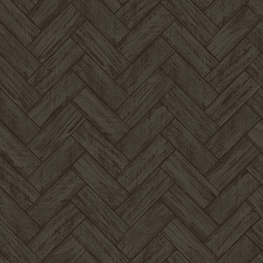 3122-10110 Kaliko Charcoal Wood Herringbone Wallpaper