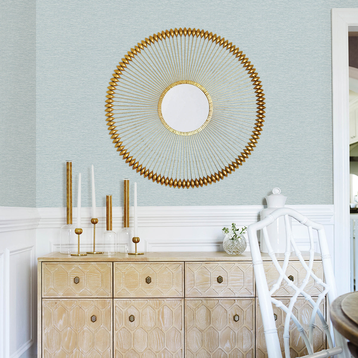 3122-10202 Gump Light Blue Faux Grasscloth Wallpaper