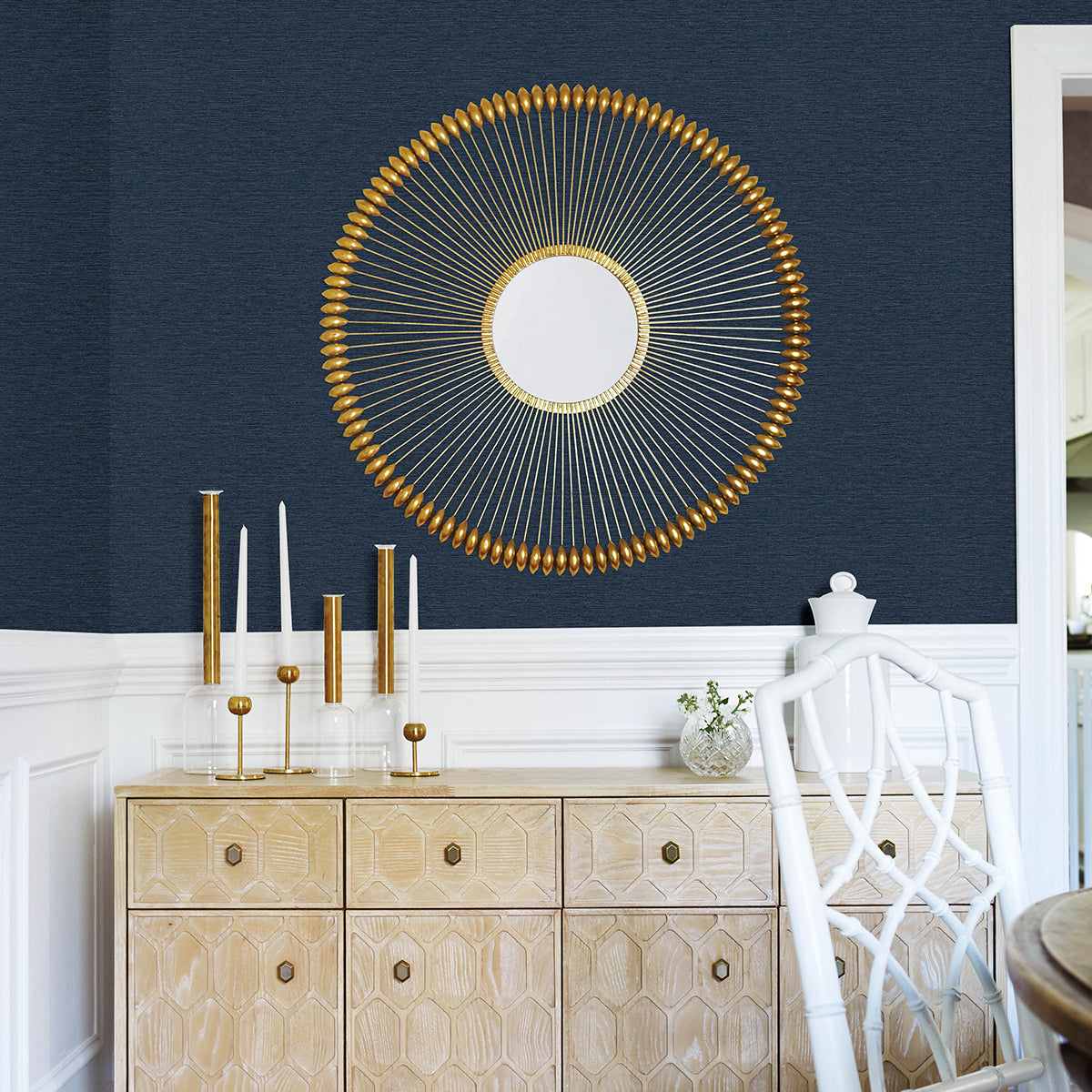 3122-10212 Gump Navy Faux Grasscloth Wallpaper