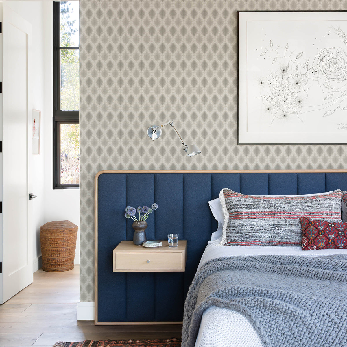 3122-10310 Mombi Grey Diamond Shibori Wallpaper