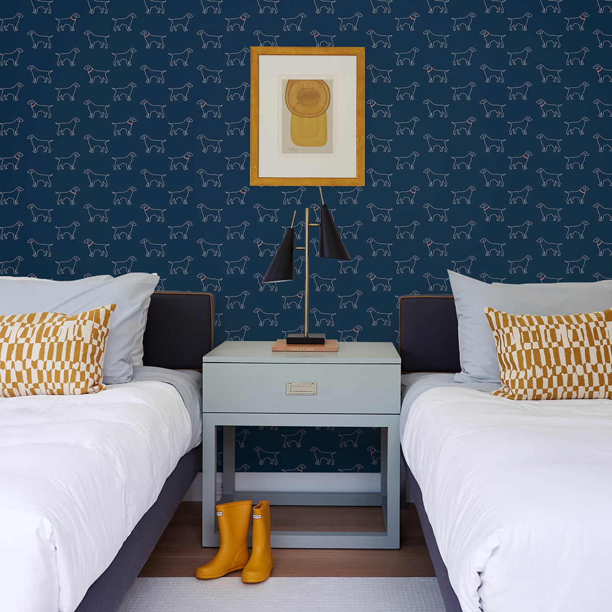 3122-10402 Yoop Dark Blue Dog Wallpaper