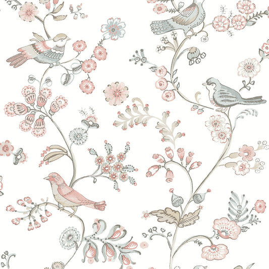 3122-10805 Jinjur Blush Bird Trail Wallpaper