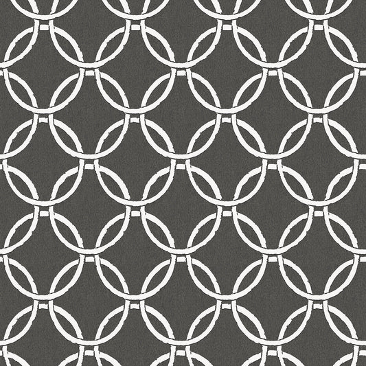 3122-11000 Quelala Black Ring Ogee Wallpaper