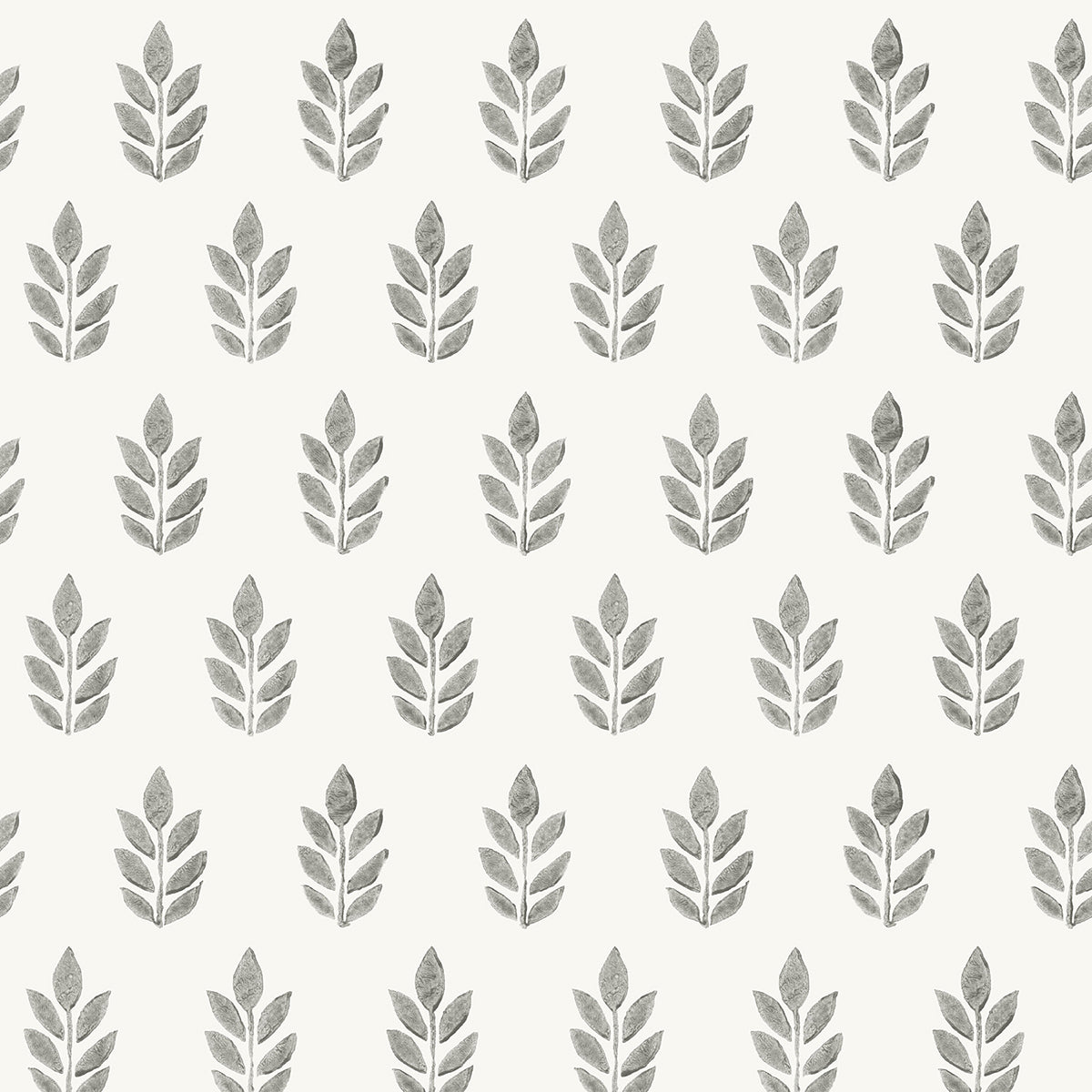 3122-11300 Ervic Charcoal Leaf Block Print Wallpaper