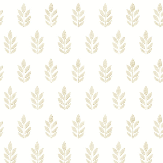 3122-11305 Ervic Neutral Leaf Block Print Wallpaper