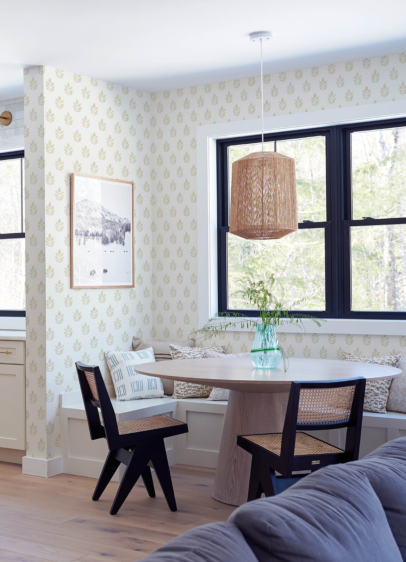 3122-11305 Ervic Neutral Leaf Block Print Wallpaper