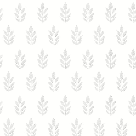 3122-11310 Ervic Light Grey Leaf Block Print Wallpaper