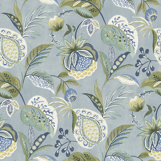 3125-72300 Bohemian Blue Jacobean Wallpaper