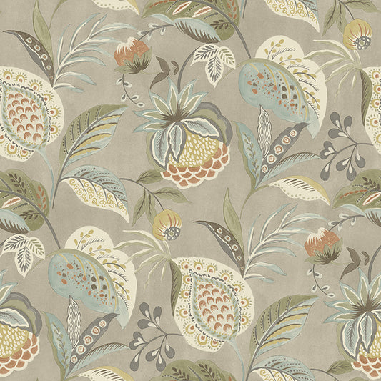 3125-72301 Bohemian Taupe Jacobean Wallpaper