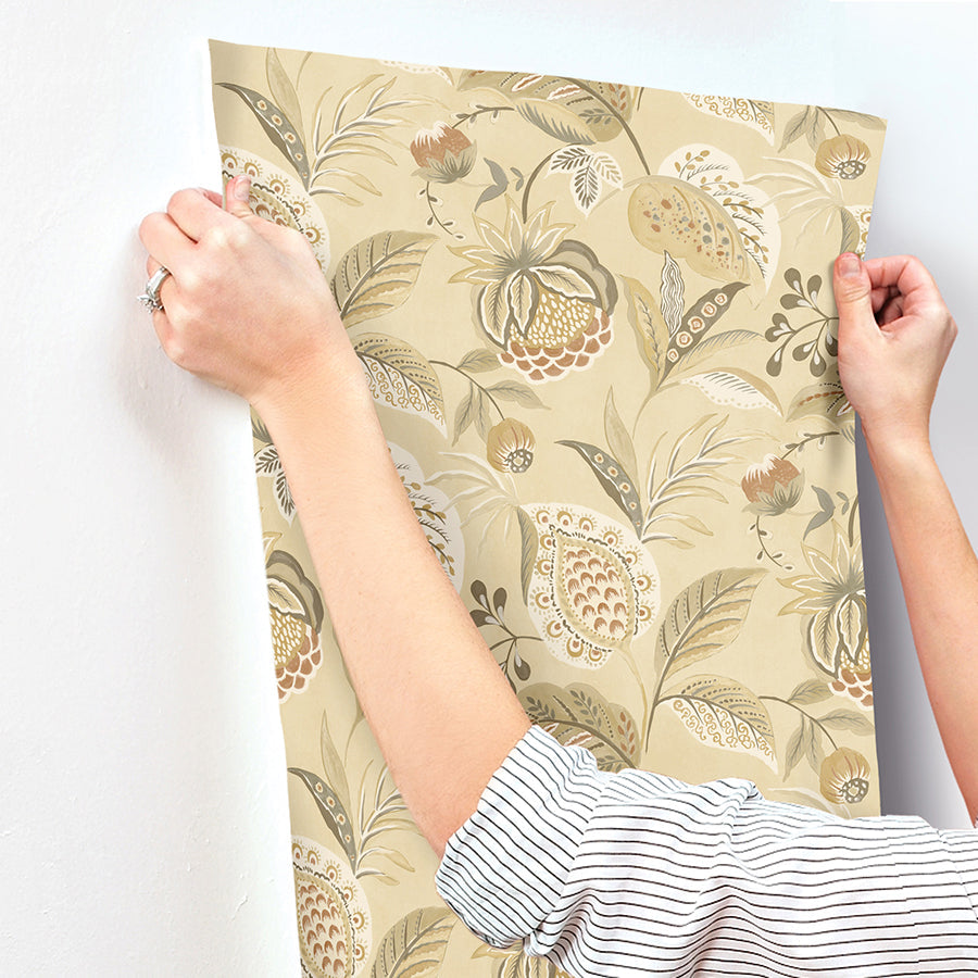3125-72302 Bohemian Mustard Jacobean Wallpaper