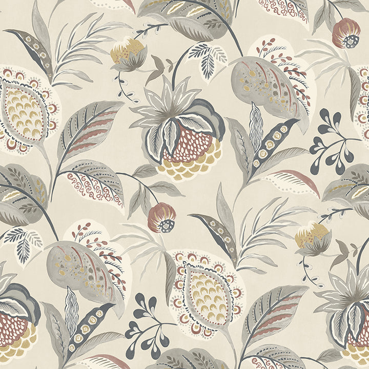 3125-72304 Bohemian Grey Jacobean Wallpaper