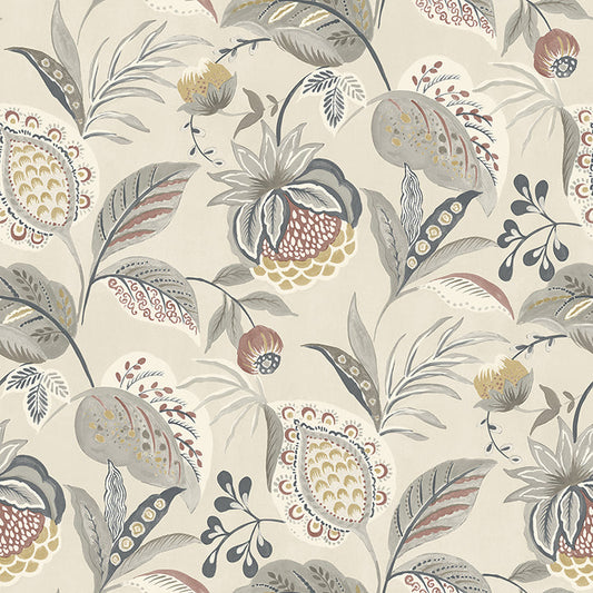 3125-72304 Bohemian Grey Jacobean Wallpaper