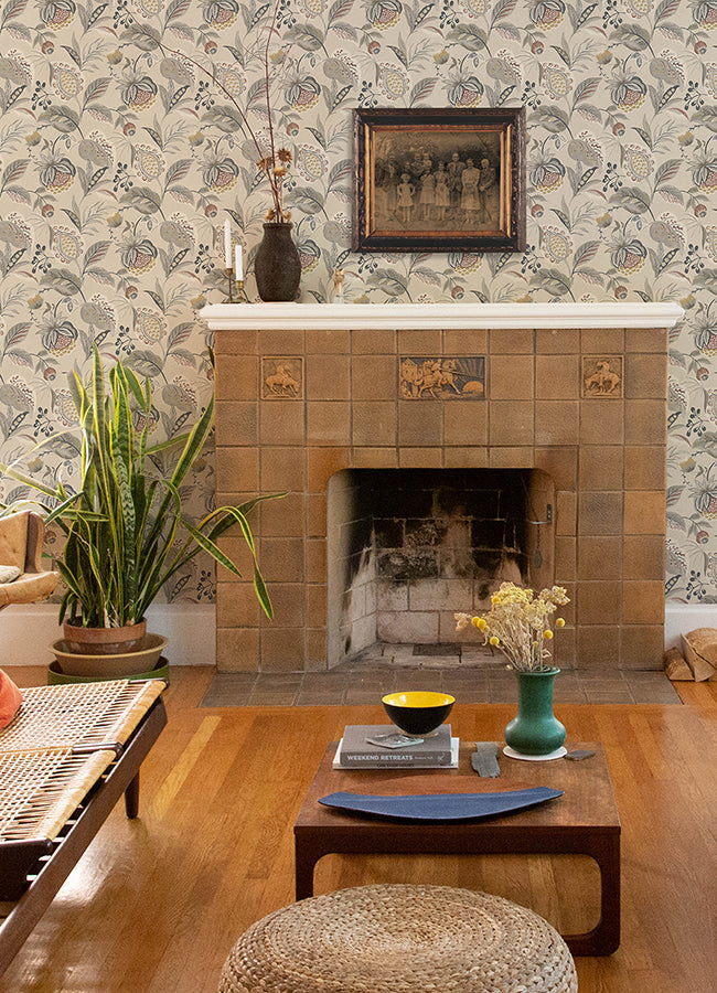 3125-72304 Bohemian Grey Jacobean Wallpaper