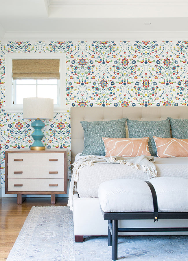 4066-26512 Britt Multicolor Embroidered Damask Wallpaper