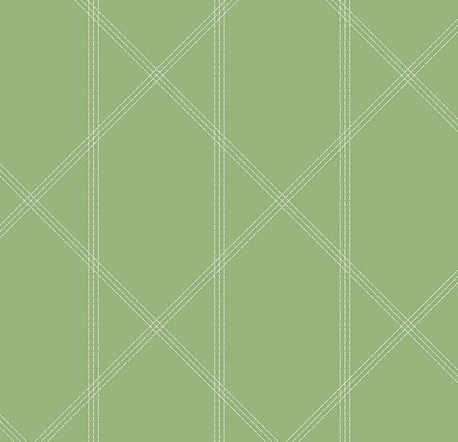 4074-26605 Walcott Light Green Stitched Trellis Wallpaper