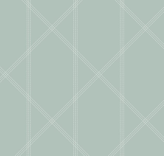 4074-26606 Walcott Seafoam Stitched Trellis Wallpaper