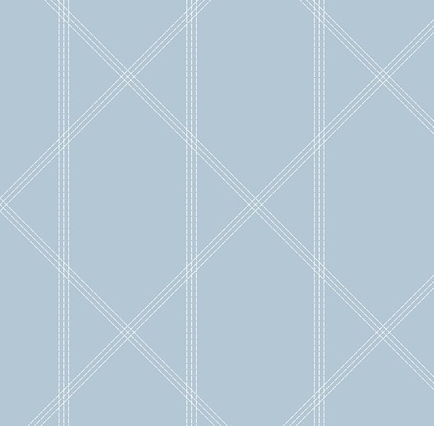 4074-26607 Walcott Light Blue Stitched Trellis Wallpaper