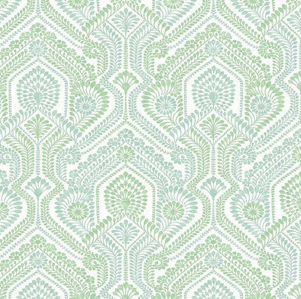 4074-26614 Fernback Green Ornate Botanical Wallpaper