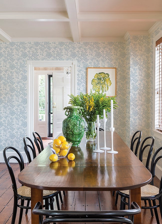 4074-26631 Helen Light Blue Floral Trail Wallpaper