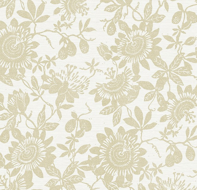 4074-26632 Helen Gold Floral Trail Wallpaper