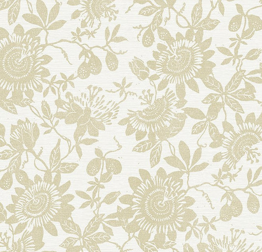 4074-26632 Helen Gold Floral Trail Wallpaper