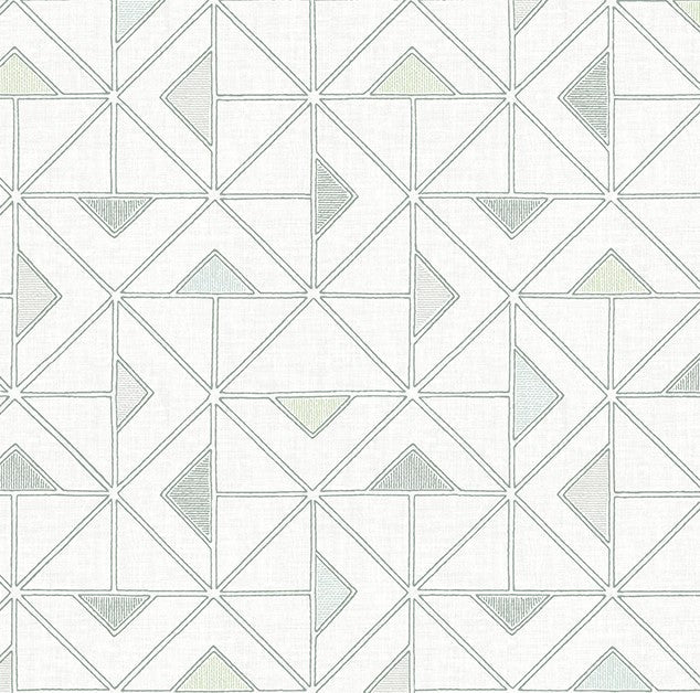 4074-26634 Jekyl Green Triangles Wallpaper