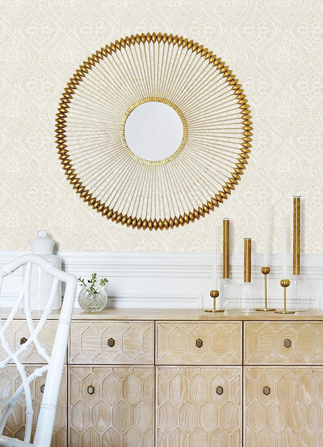 4074-26639 Scout Light Grey Floral Ogee Wallpaper