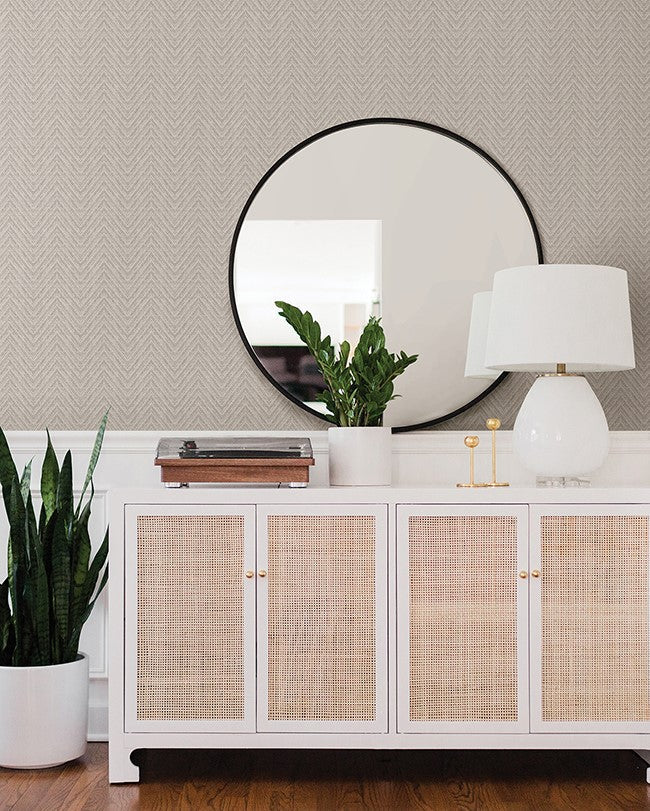 4074-26648 Glynn Lavender Chevron  faux grasscloth Wallpaper