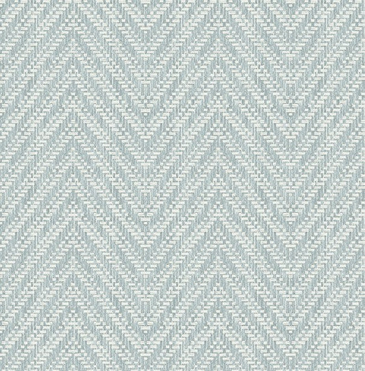 4074-26649 Glynn Sky Blue Chevron faux grasscloth Wallpaper