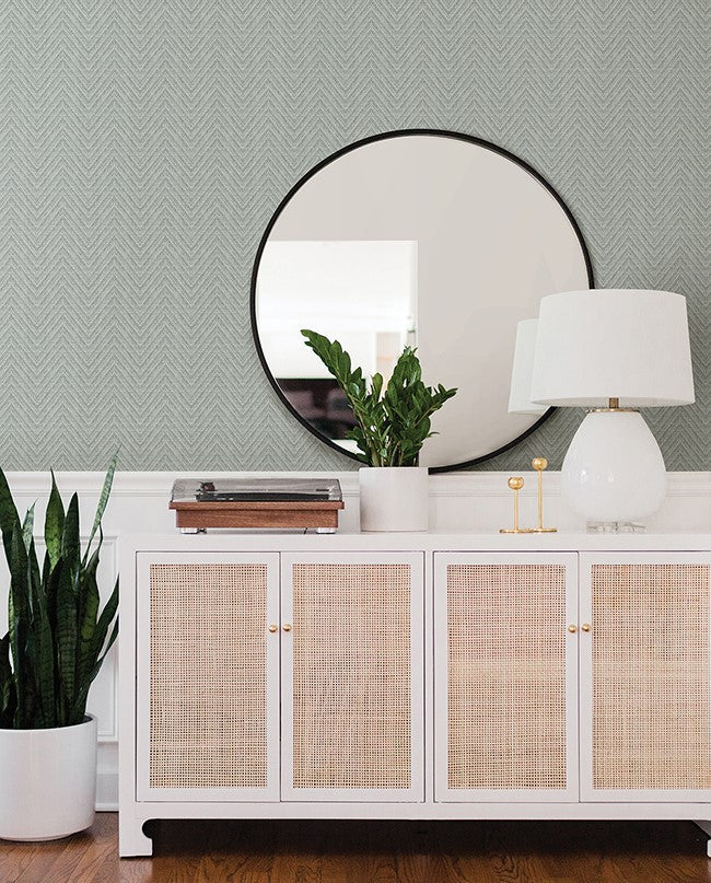 4074-26649 Glynn Sky Blue Chevron faux grasscloth Wallpaper