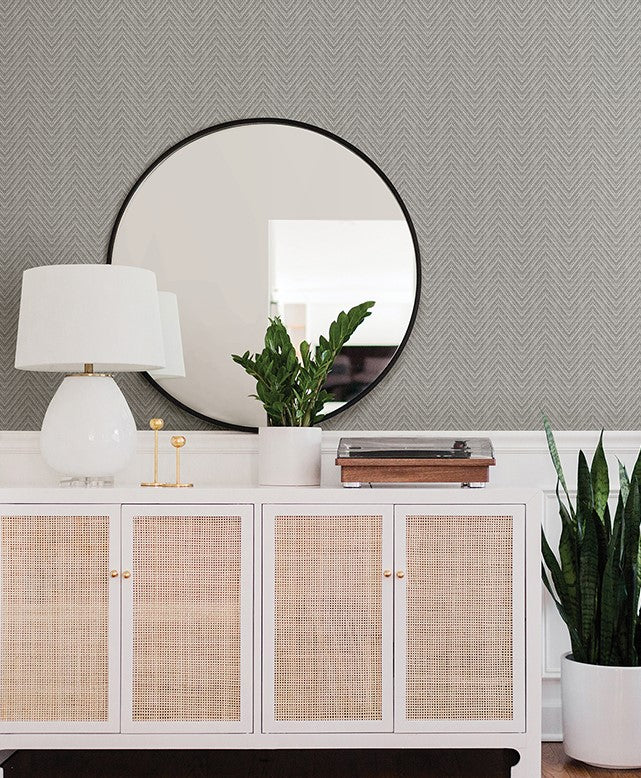 4074-26650 Glynn Grey Chevron Wallpaper