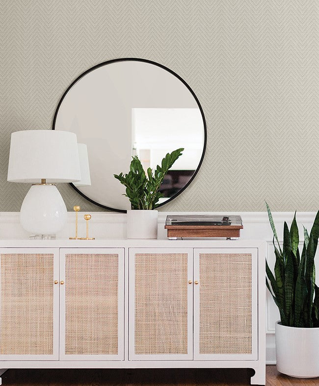 4074-26651 Glynn Silver Chevron faux grasscloth Wallpaper
