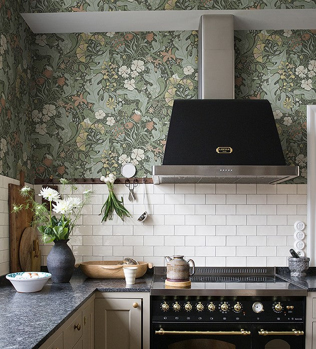 4080-83103 Elise Green Nouveau Gardens Wallpaper