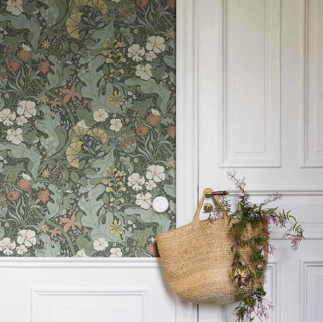 4080-83103 Elise Green Nouveau Gardens Wallpaper