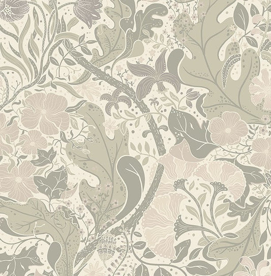 4080-83105 Elise Light Grey Nouveau Gardens Wallpaper