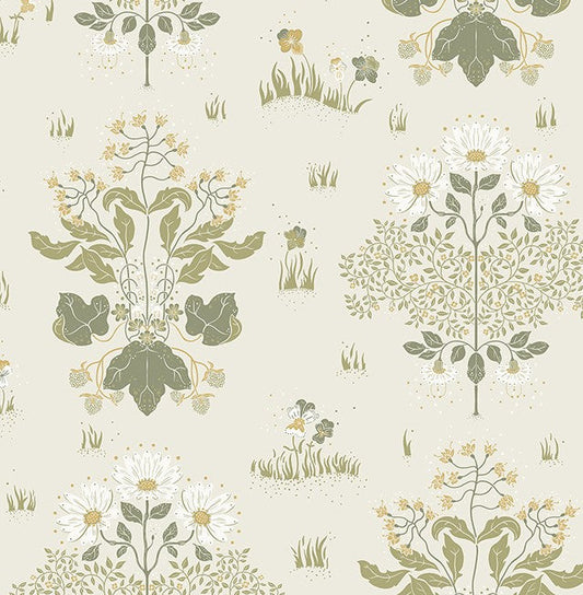 4080-83133 Elda Olive Delicate Daisies Wallpaper