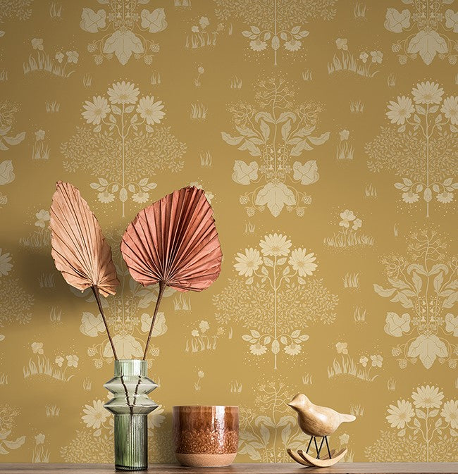 4080-83135 Elda Gold Delicate Daisies Wallpaper