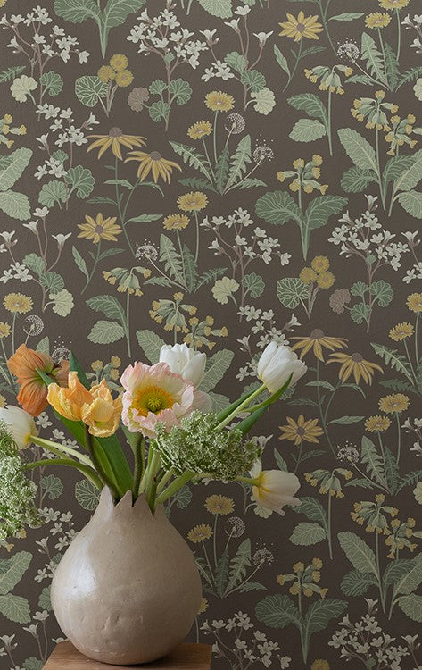 4080-92133 Magdalena Charcoal Dandelion Wallpaper