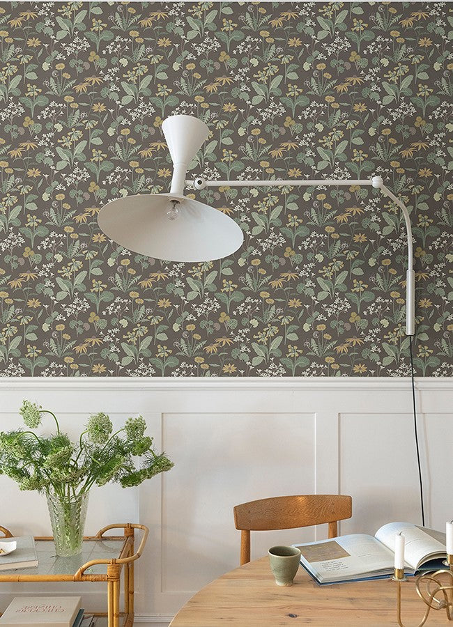 4080-92133 Magdalena Charcoal Dandelion Wallpaper