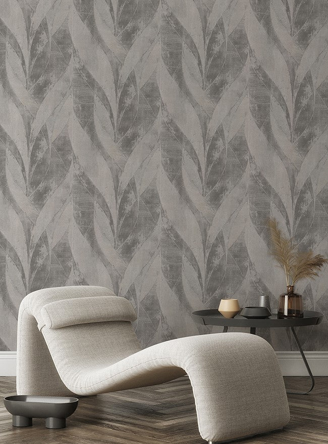 4096-520040 Blake Sterling Leaf Wallpaper