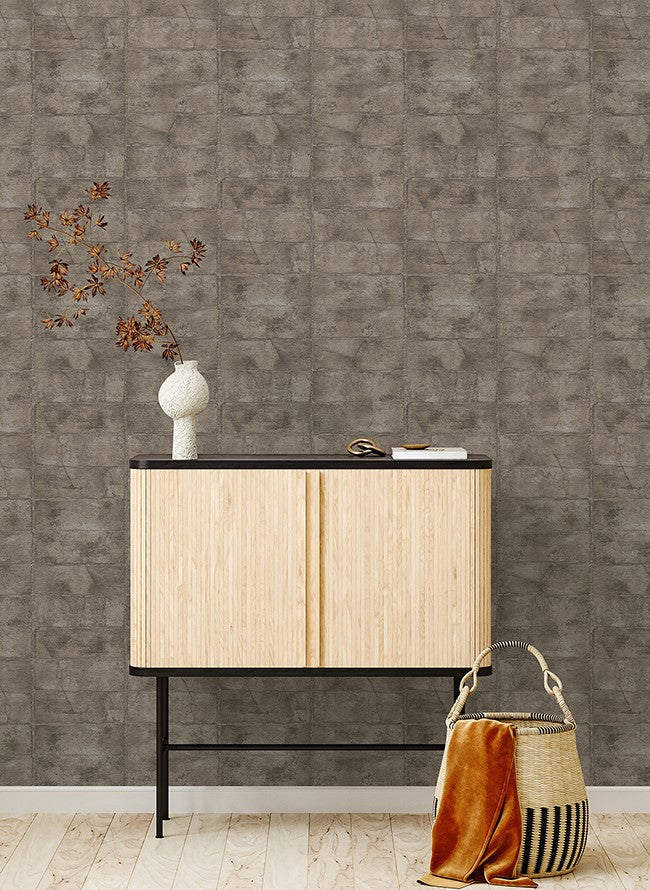 4096-520163 Clay Dark Grey Stone Textured Wallpaper