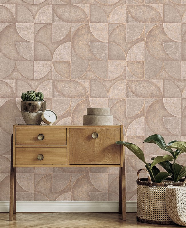 4125-26748 Addison Blush Retro Geo Wallpaper