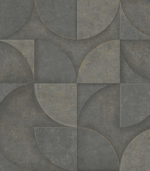 4125-26750 Addison Charcoal Blush Retro Geo Wallpaper